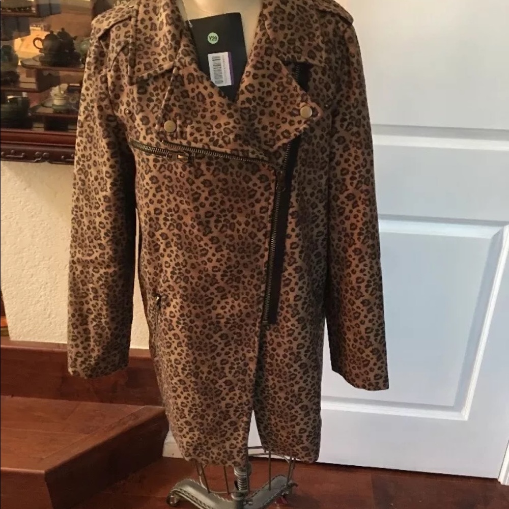 Brigitte Bardot Leopard Zipper Coat Jacket SZ:1